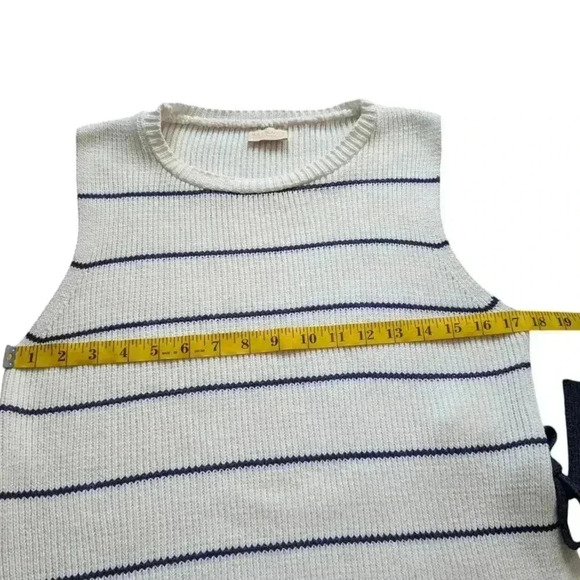 Mus & Bombon Side Tie Stripe Knit Vest Sweater White Navy Women's size Large - Picture 12 of 13